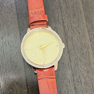 Croton Gold Watch with Brown Strap